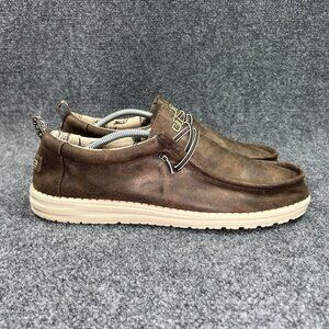 Hey Dude Wally Shoes Men's Size 12 Brown Longhorn Comfort Casual Slip On Sneaker
